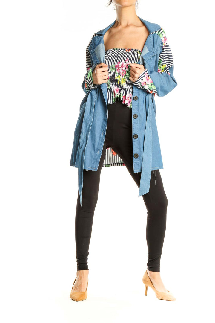 Reworked: Oversized mix-print multiway dress/jacket/trench coat with raglan sleeves