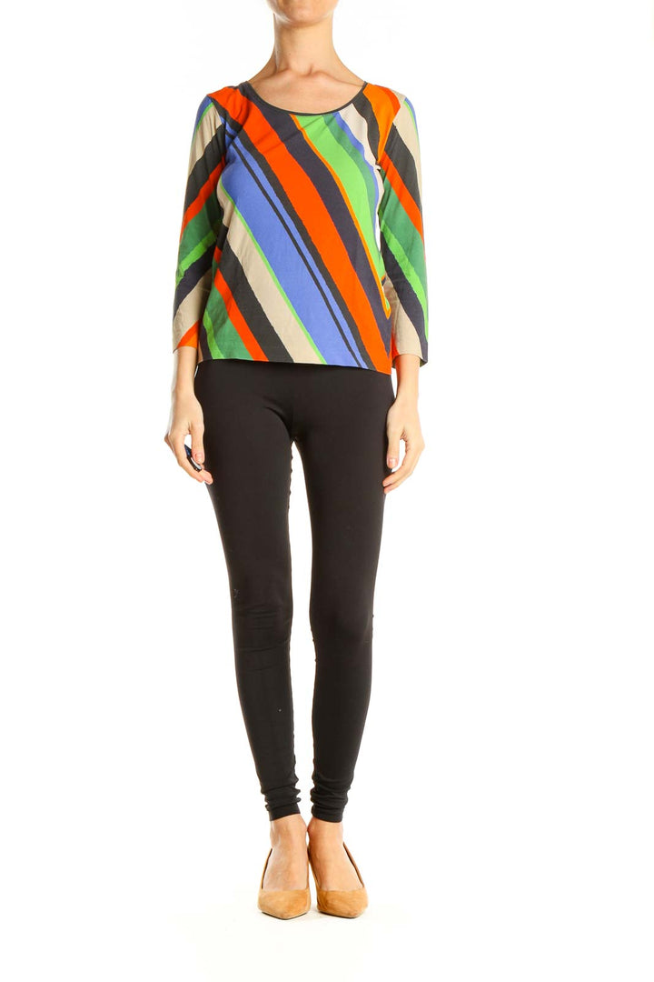 Multicolor Striped Retro Top