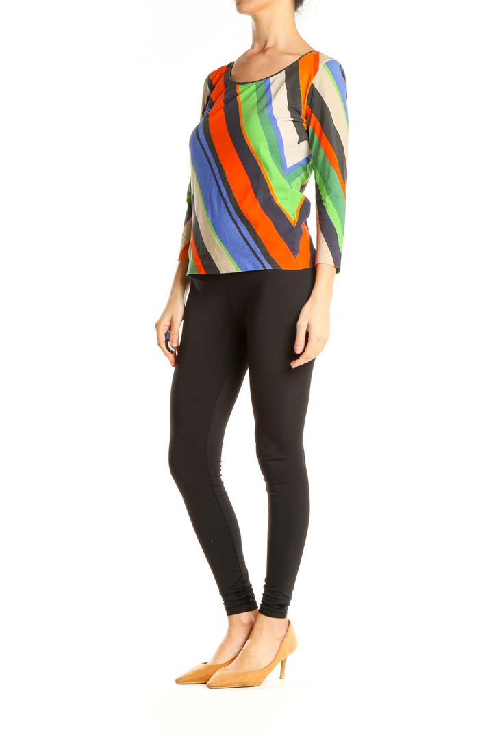 Multicolor Striped Retro Top