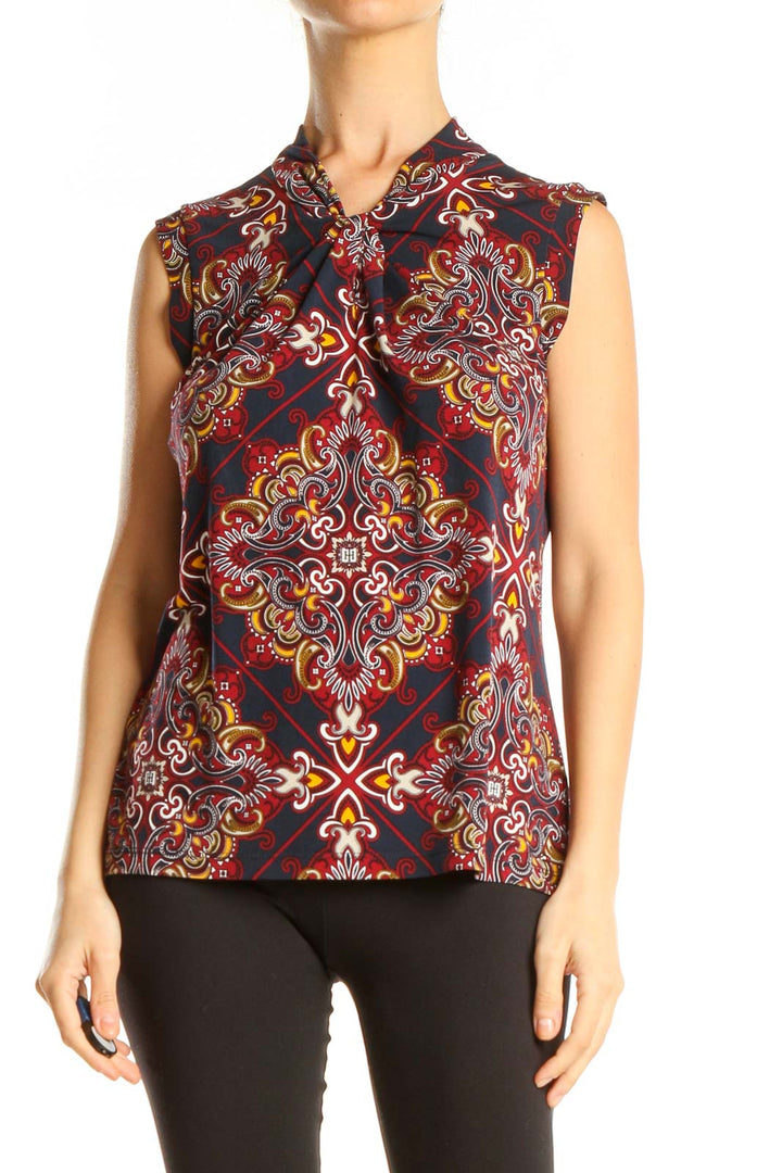 Red Graphic Print Top