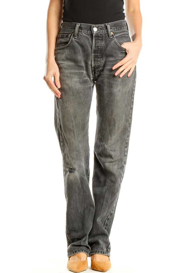 Gray Straight Leg Jeans