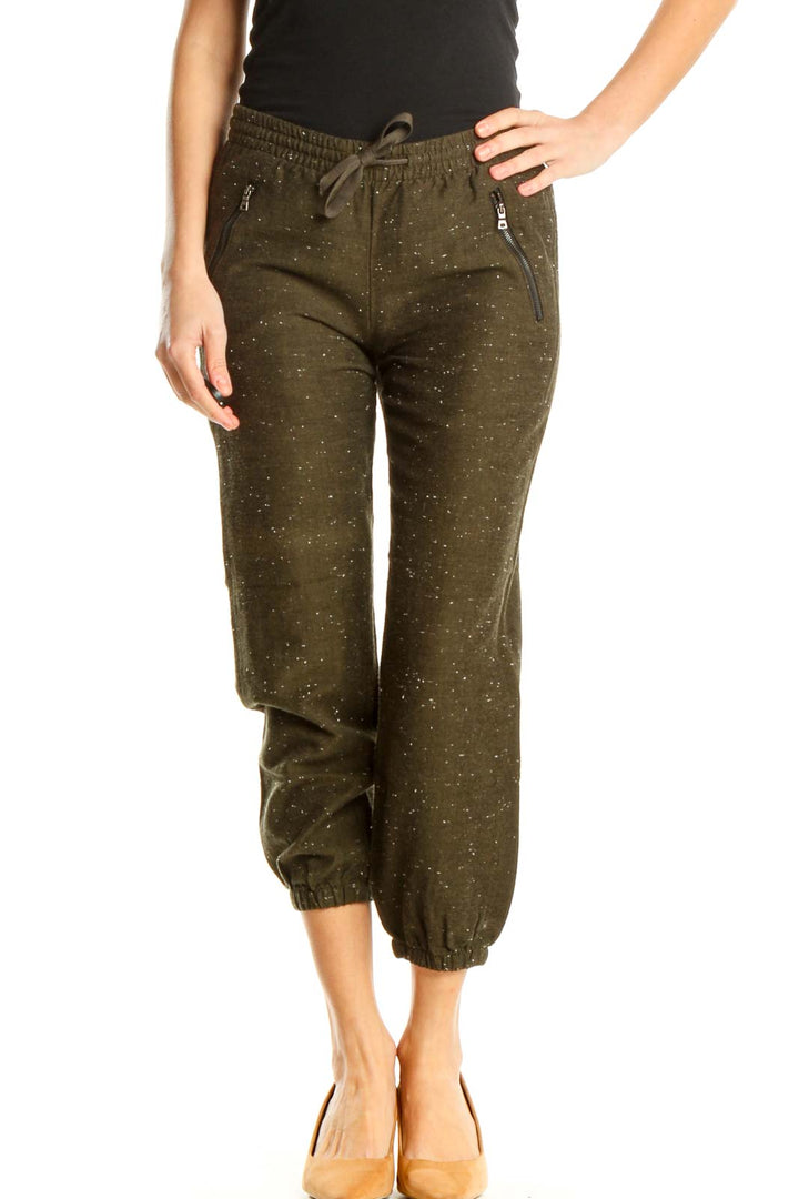 Green Textured All Day Wear Sweatpants