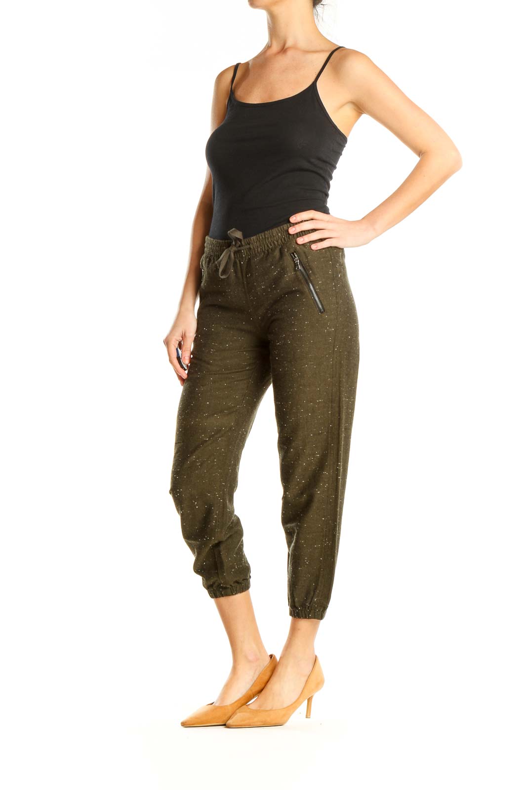 Green Textured All Day Wear Sweatpants