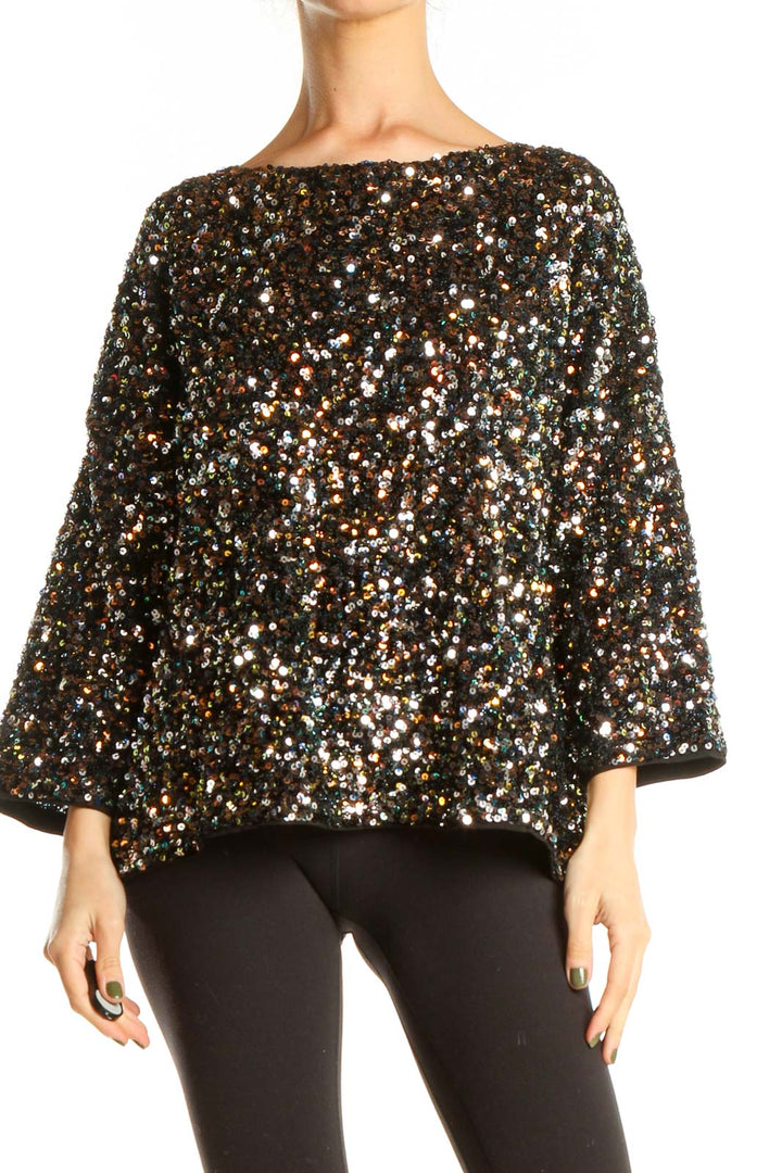 Black Sequin Party Top