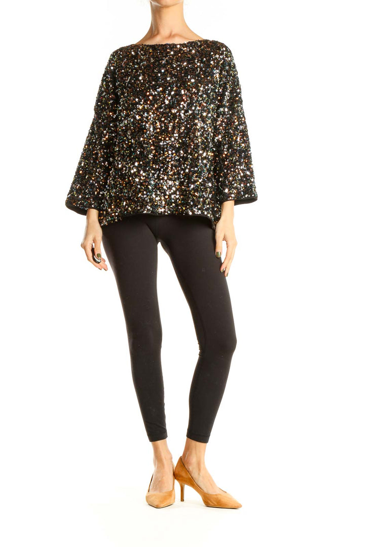 Black Sequin Party Top