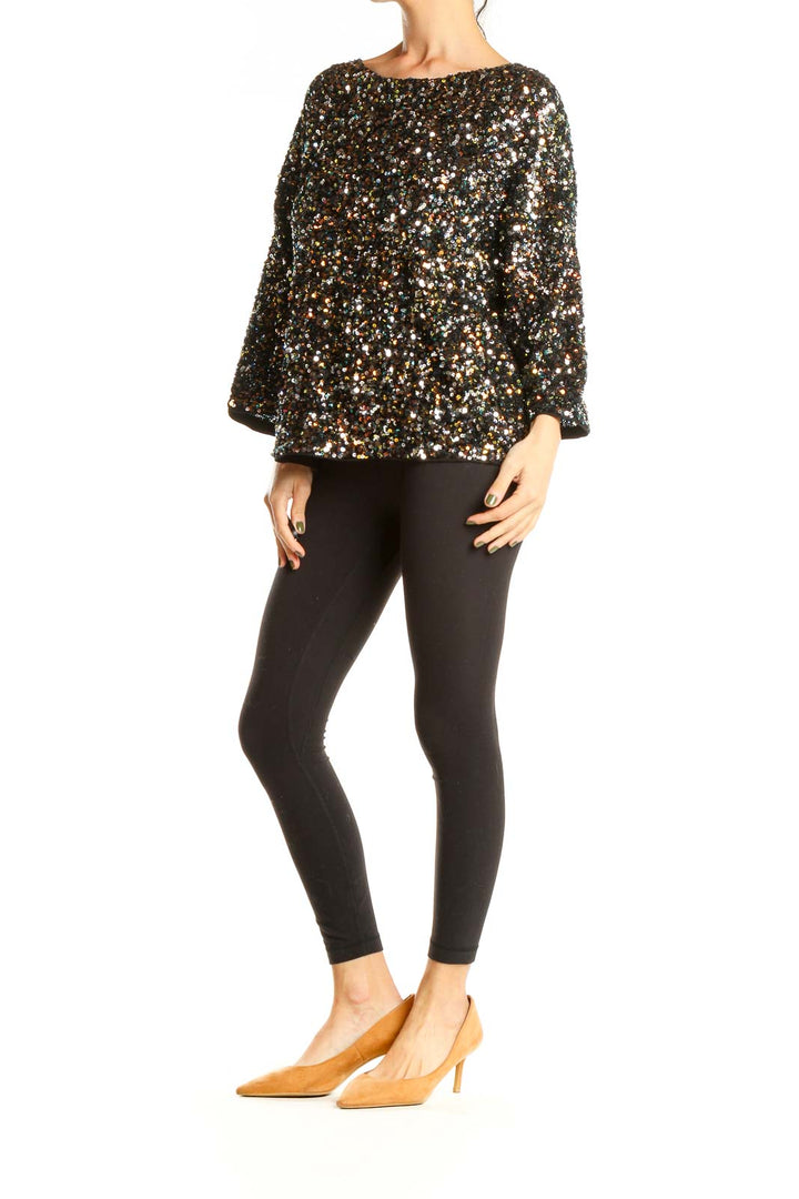 Black Sequin Party Top