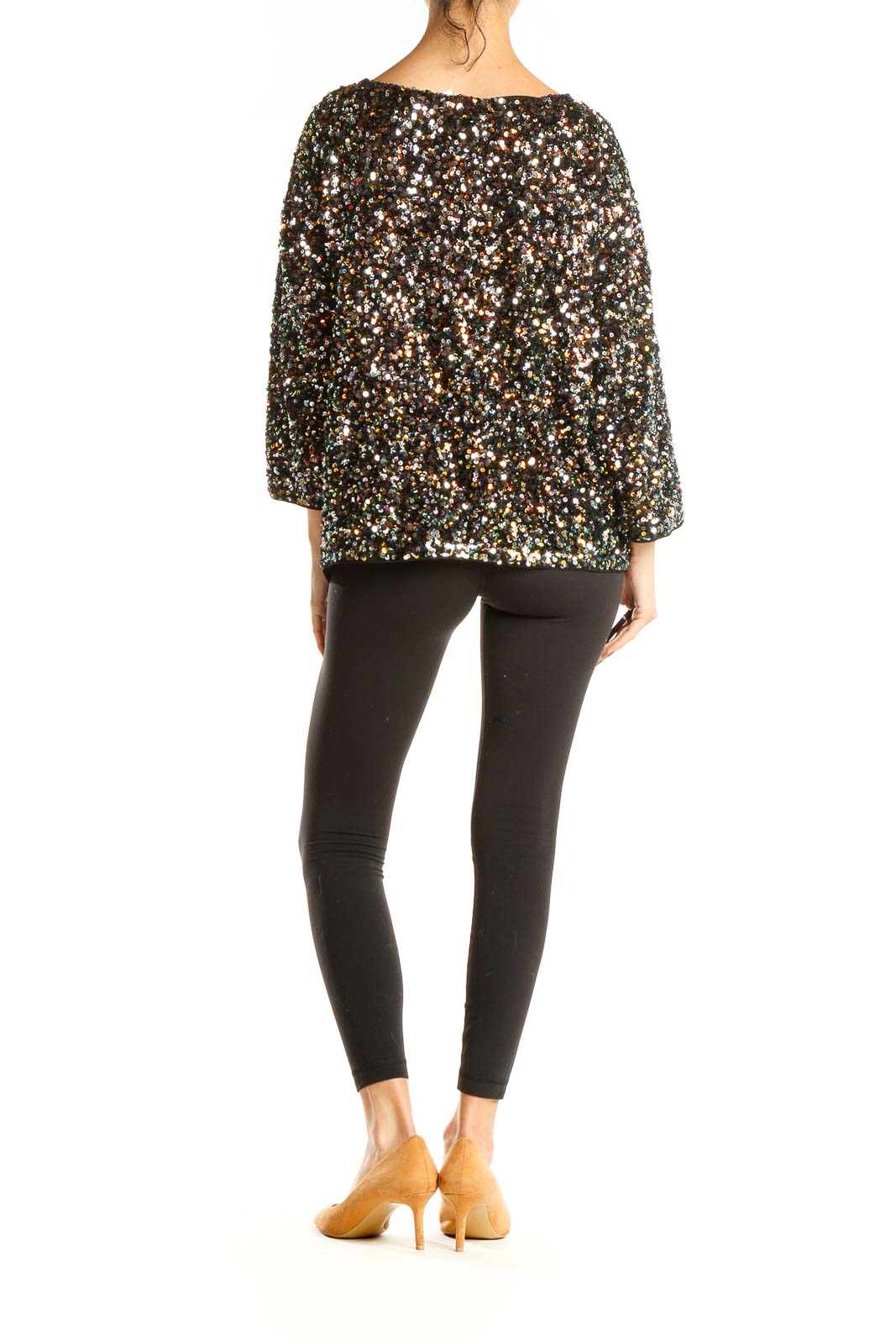 Black Sequin Party Top