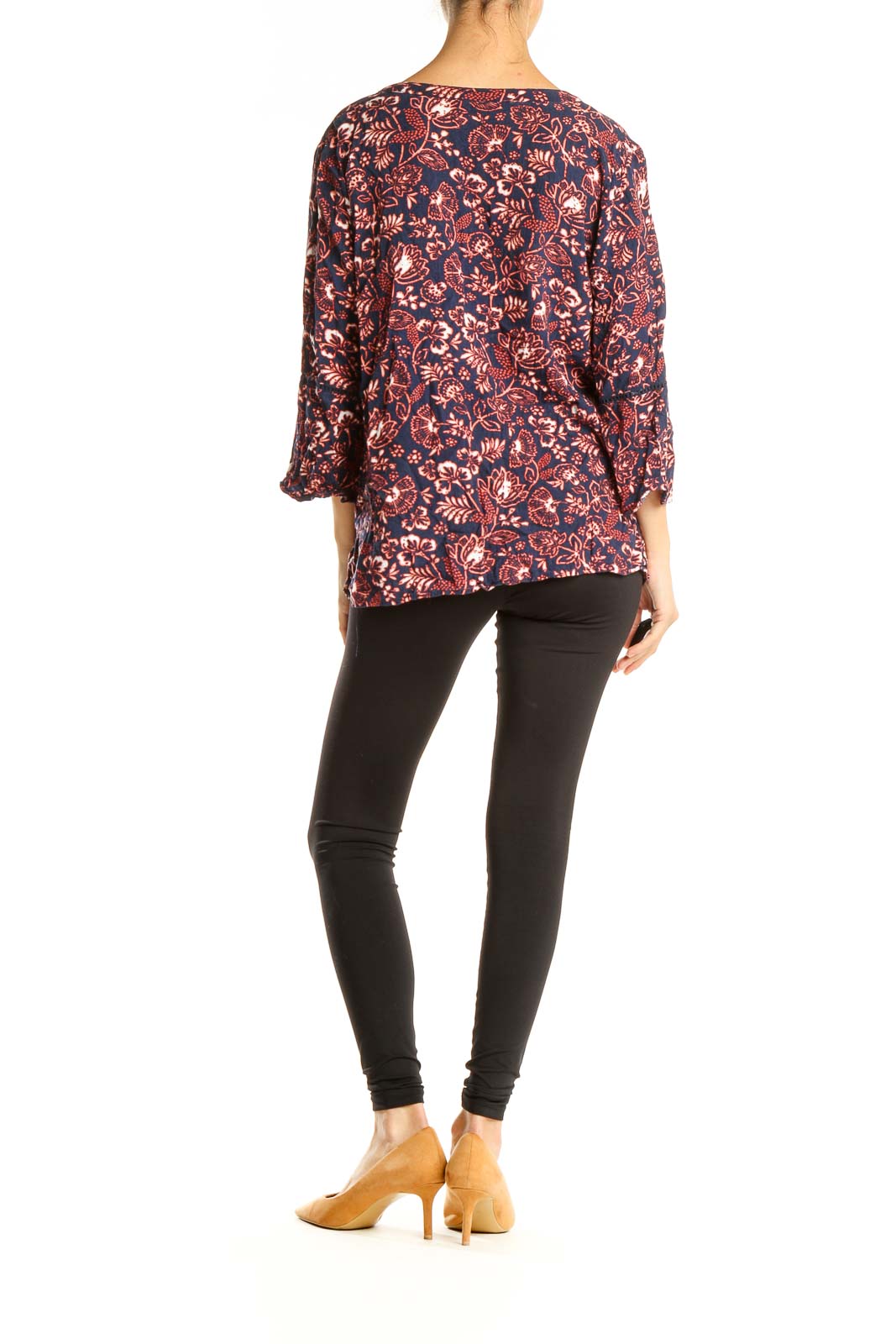 Red Blue Floral Print All Day Wear Top