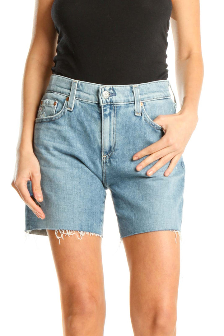 Blue Casual Denim Shorts