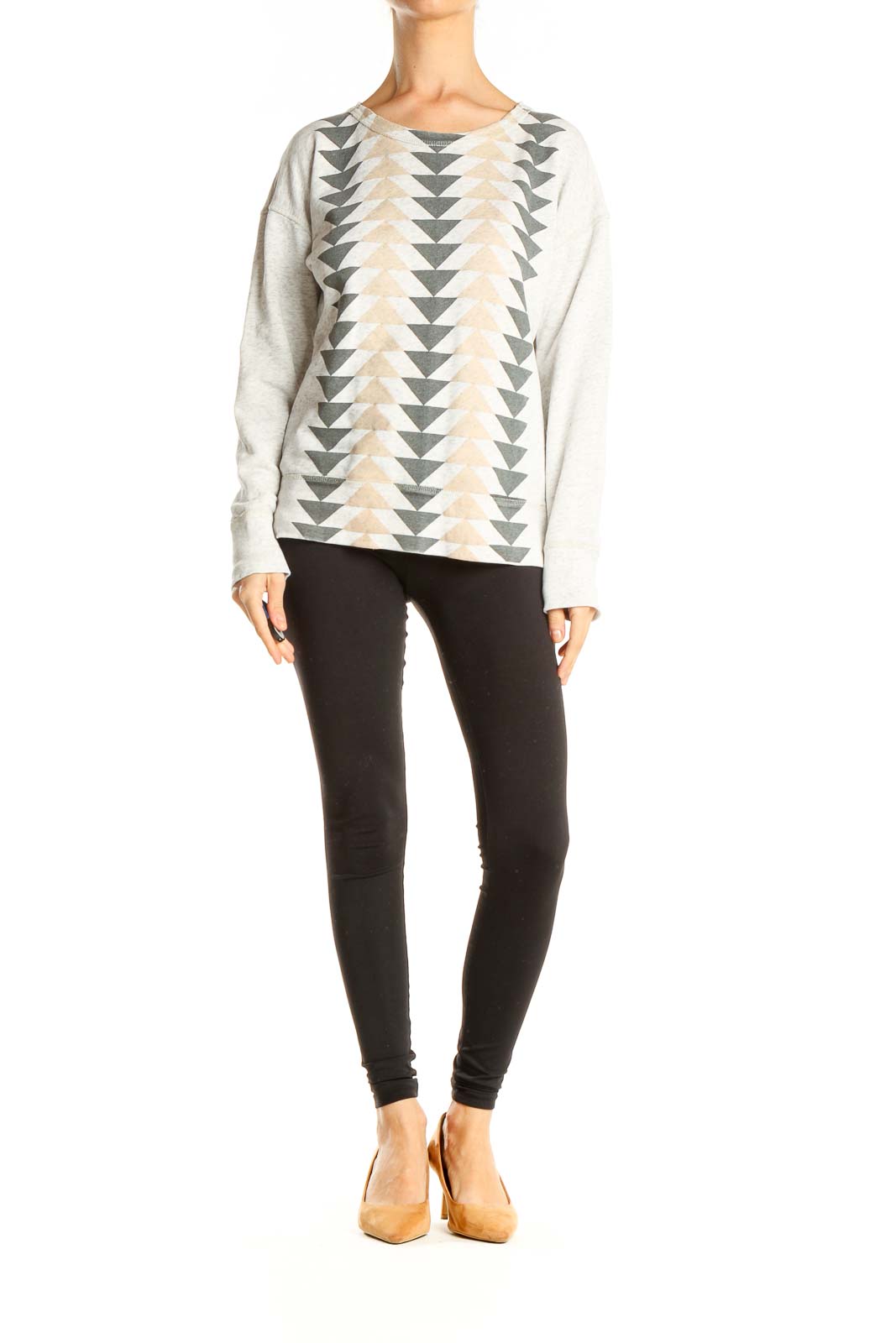 Gray Triangle Print All Day Wear Sweater