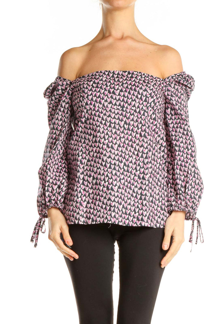 Pink Printed Bohemian Off The Shoulder Top