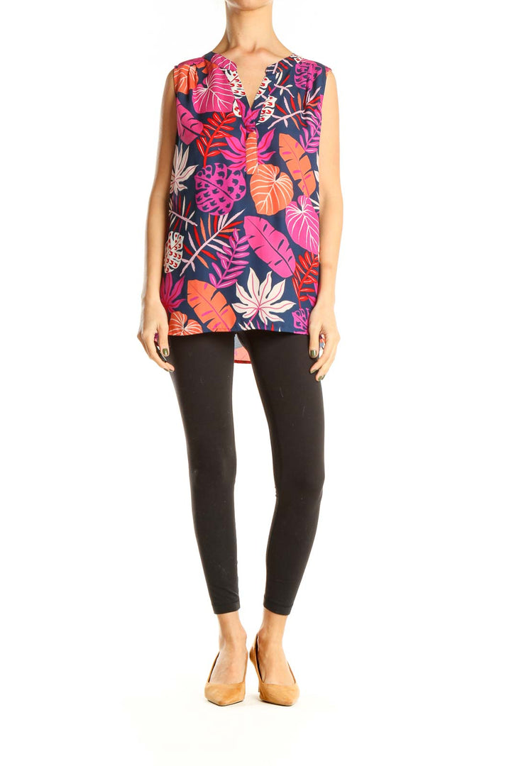 Blue Tropical Print Holiday Top