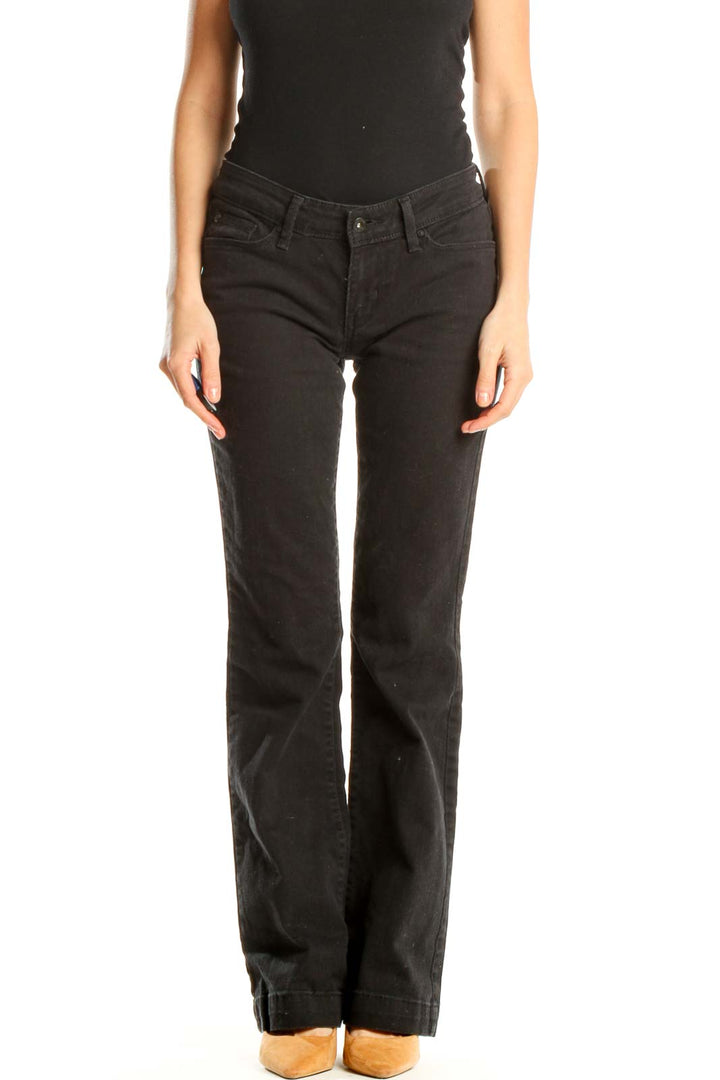 Black Low Rise Straight Leg Jeans