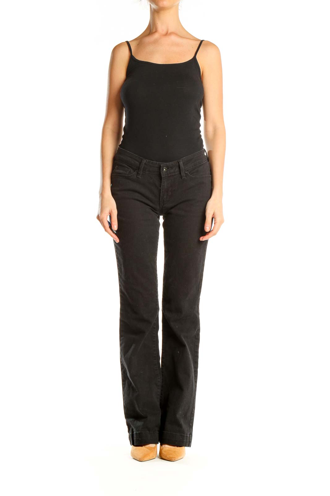 Black Low Rise Straight Leg Jeans