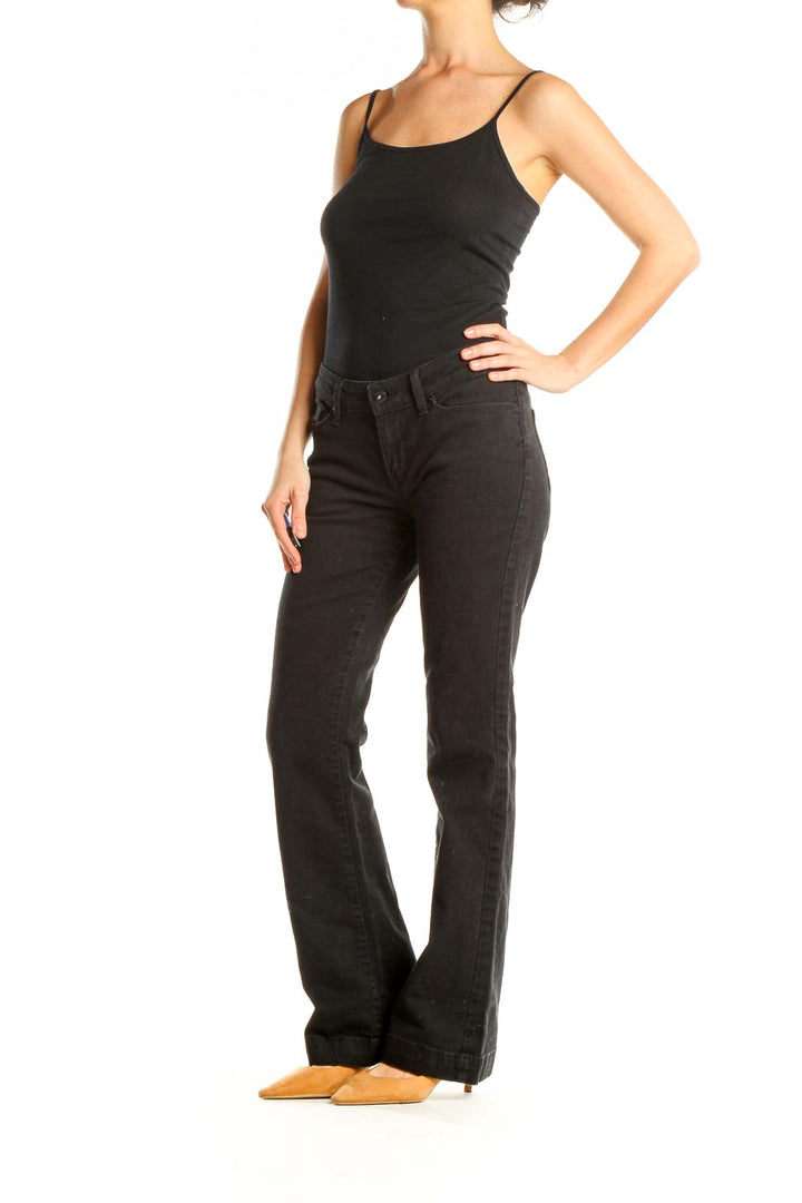 Black Low Rise Straight Leg Jeans