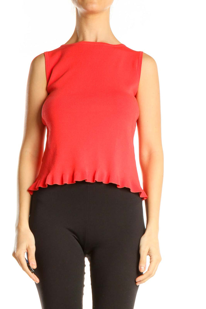 Red Peplum Ruffle Tank Top