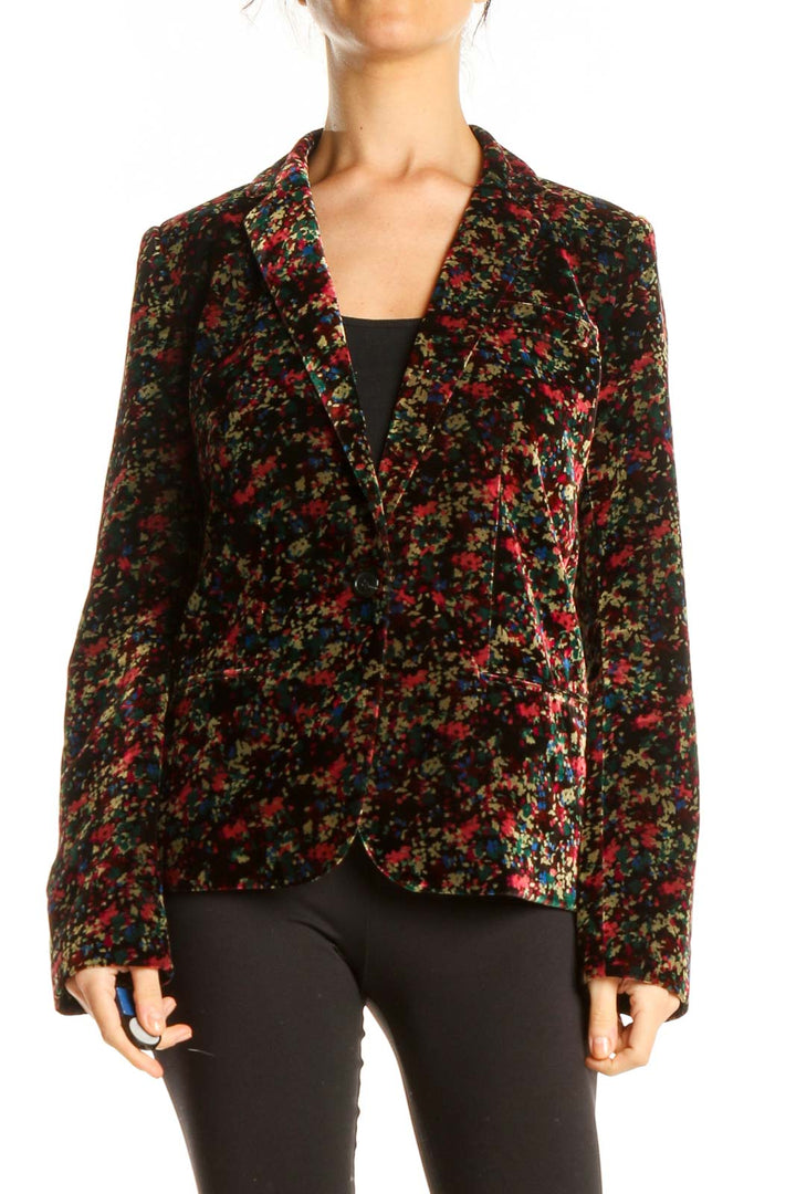 Multicolor Printed Velour Blazer