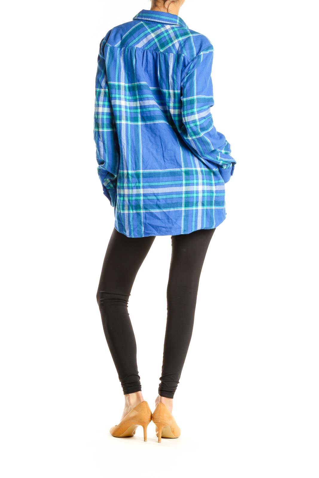 Blue Plaid Casual Top