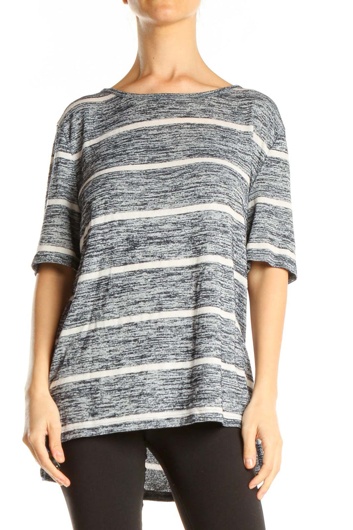 Gray Striped Casual Top