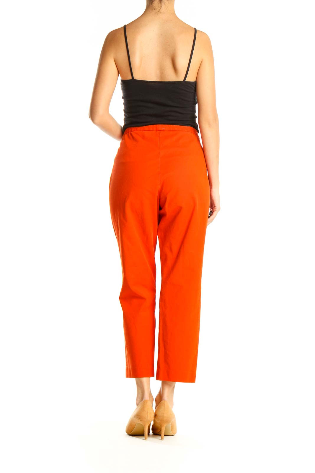 Orange Solid Casual Trousers