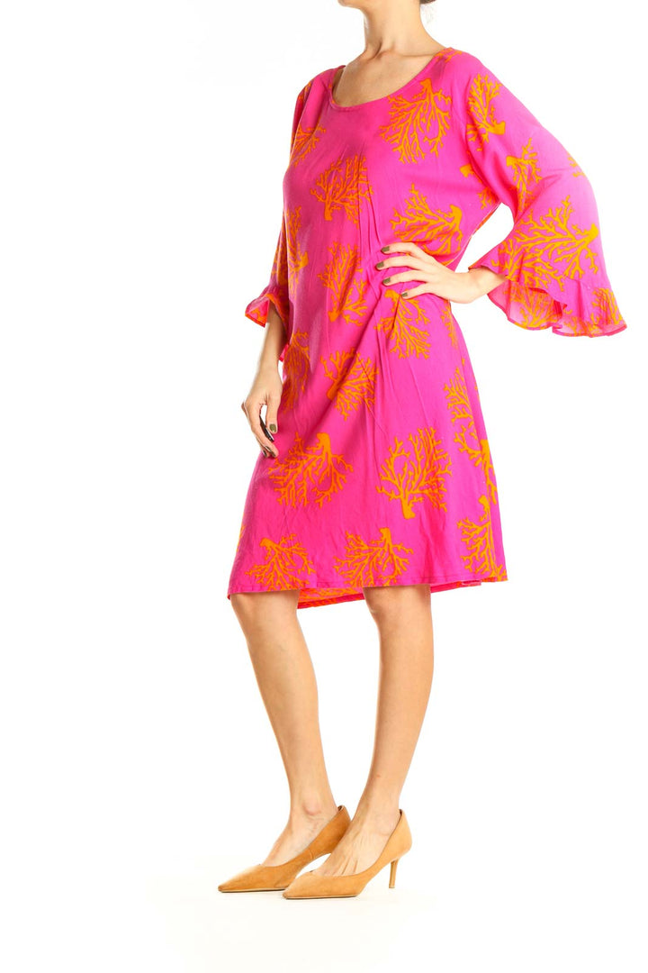 Pink Printed Classic Shift Dress