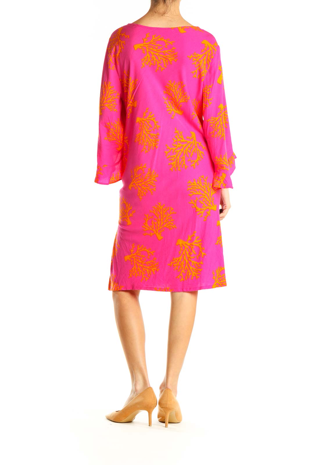 Pink Printed Classic Shift Dress