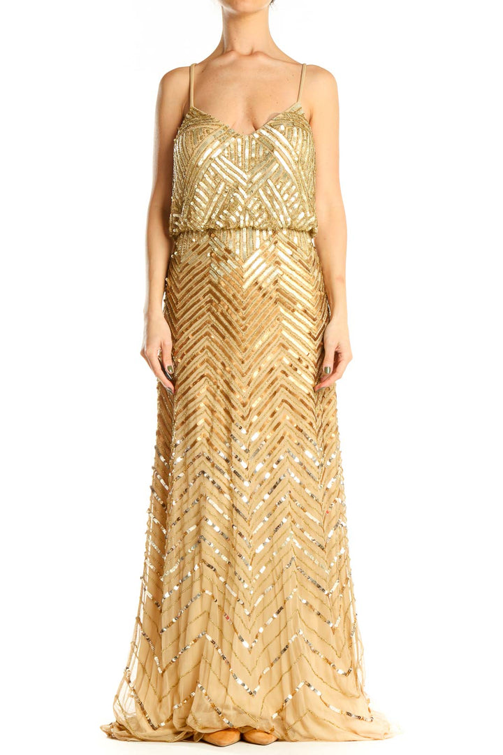 Gold Sequin Cocktail Column Dress