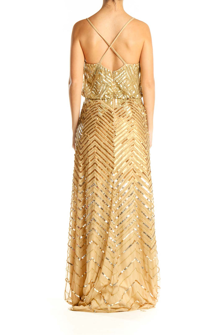 Gold Sequin Cocktail Column Dress