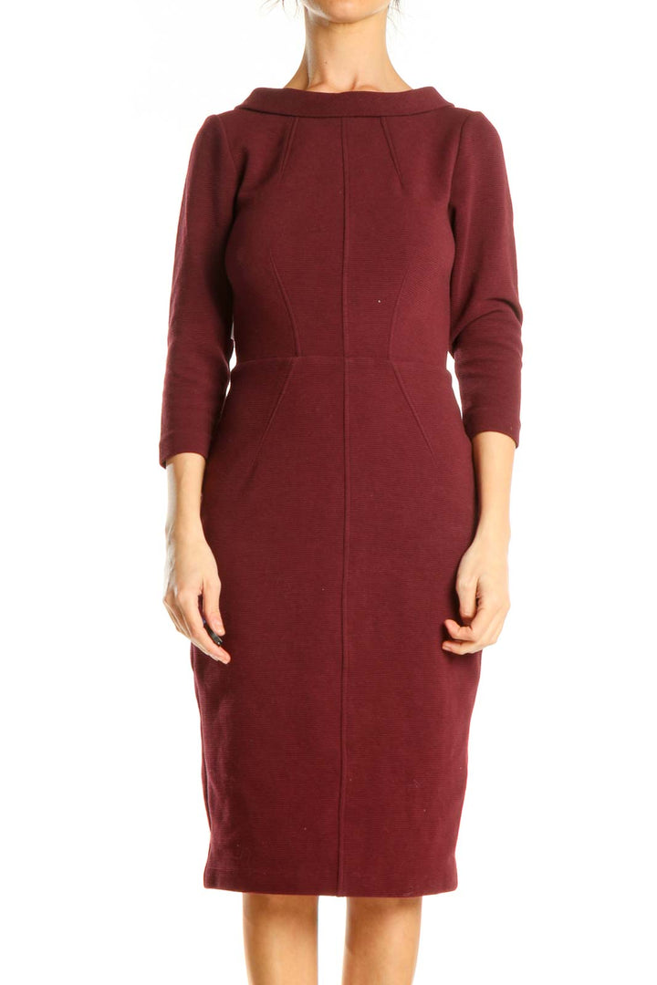 Red Classic Knit Sheath Dress