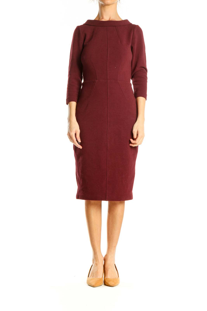 Red Classic Knit Sheath Dress