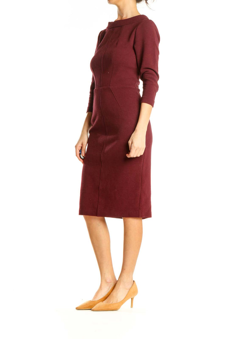 Red Classic Knit Sheath Dress