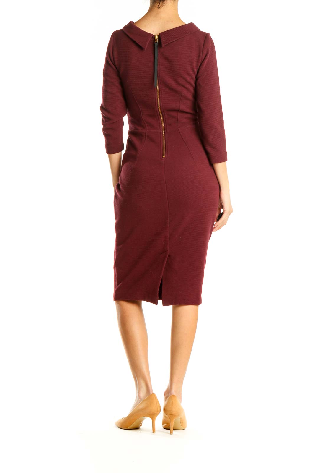 Red Classic Knit Sheath Dress