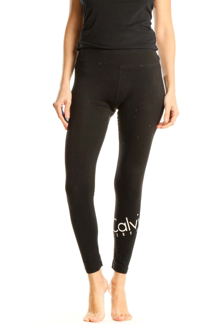 Black Textured Activewear Leggings