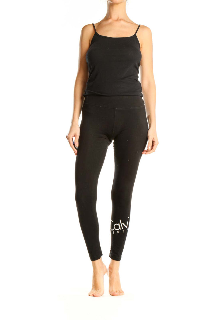 Black Textured Activewear Leggings