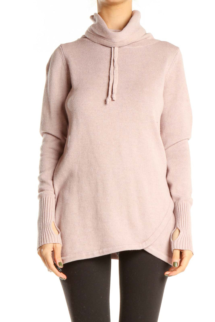 Pink Casual Turtle Neck Sweater