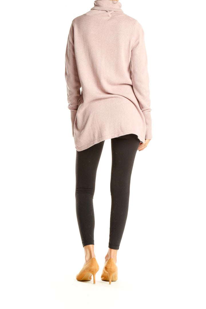 Pink Casual Turtle Neck Sweater