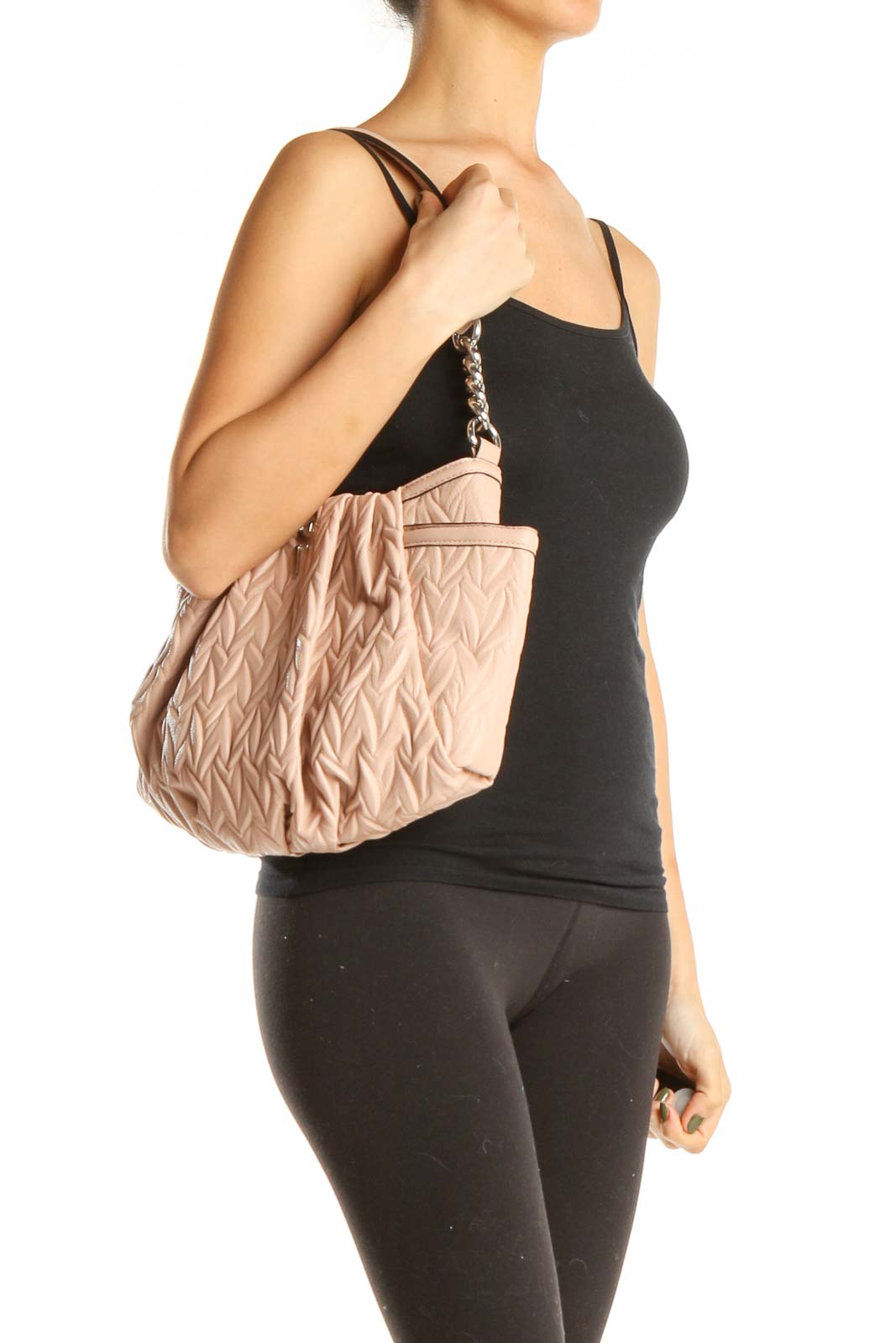 Pink Mini Shoulder Bag with Chain Detail