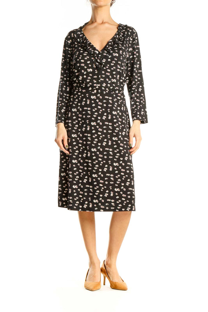 Black Bohemian Floral Print Sheath Dress