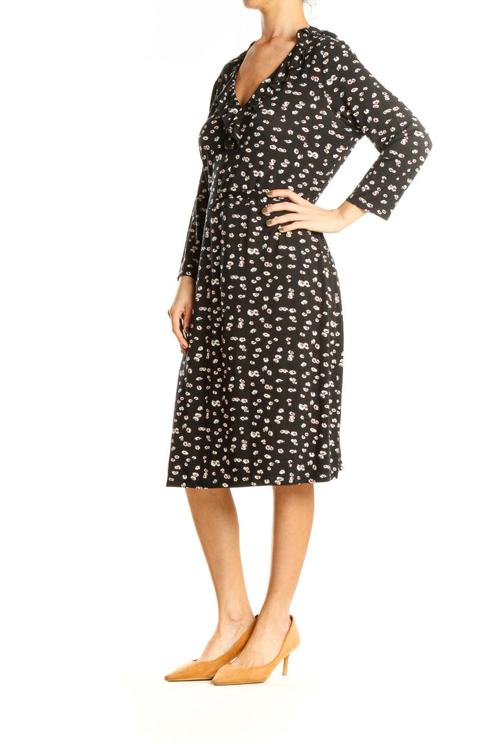 Black Bohemian Floral Print Sheath Dress