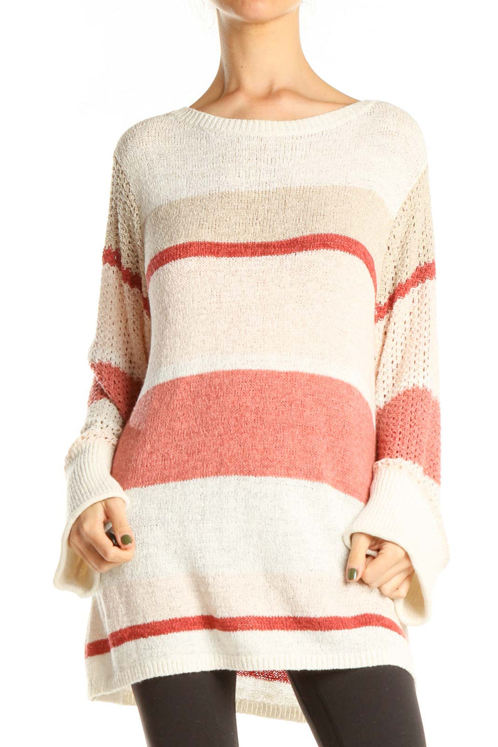 Beige Red All Day Wear Sweater