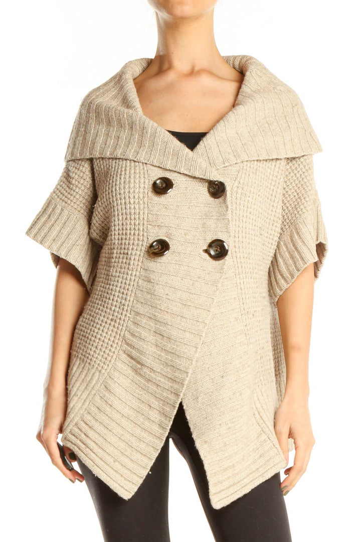 Beige Chic Drape Sweater