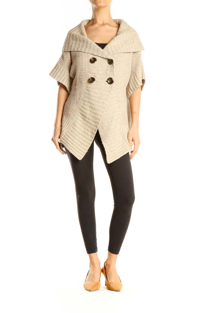 Beige Chic Drape Sweater