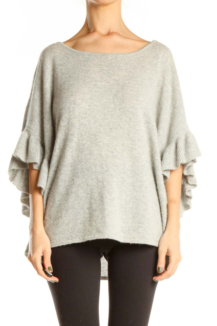 Gray Brunch Top with Ruffle Detail