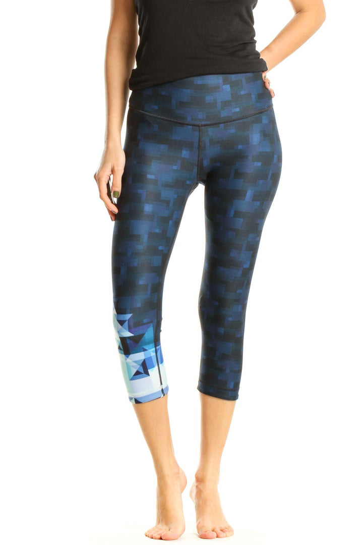 Blue Printed Activewear Leggings