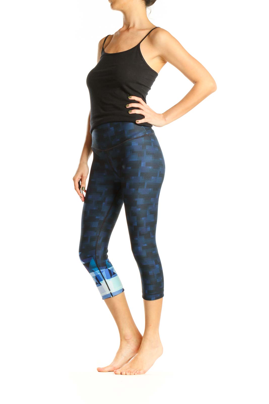 Blue Printed Activewear Leggings