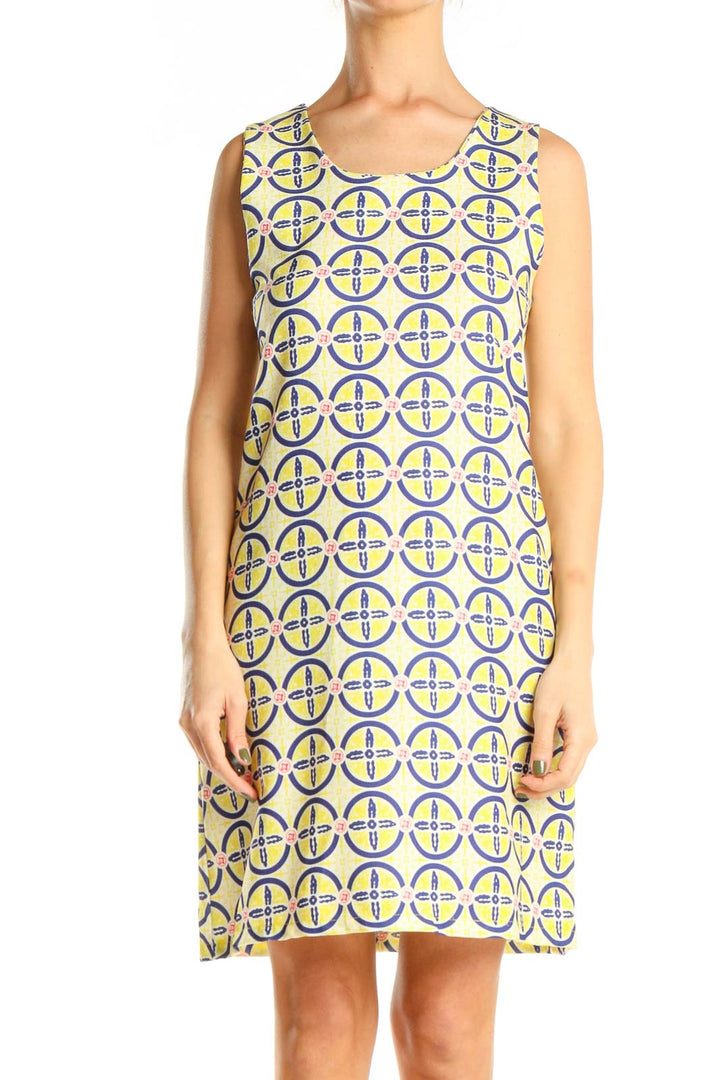 Yellow Geometric Print Sheath Dress