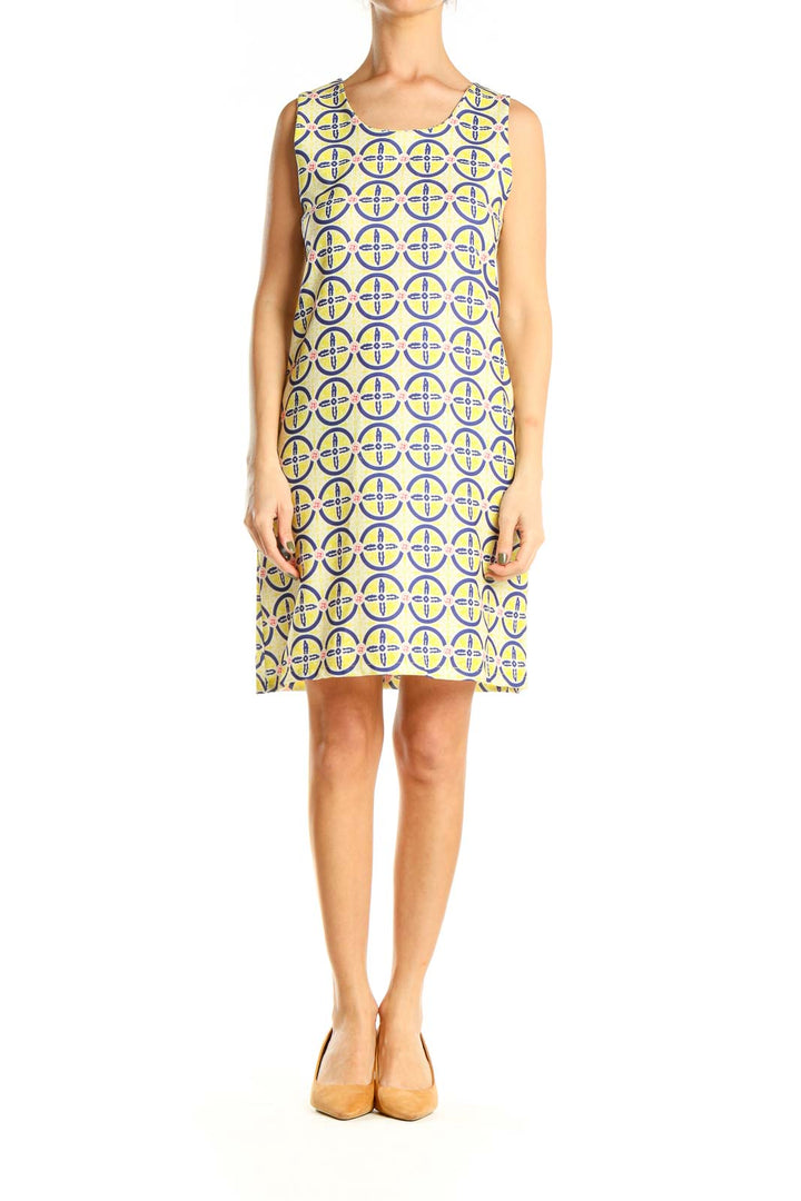 Yellow Geometric Print Sheath Dress