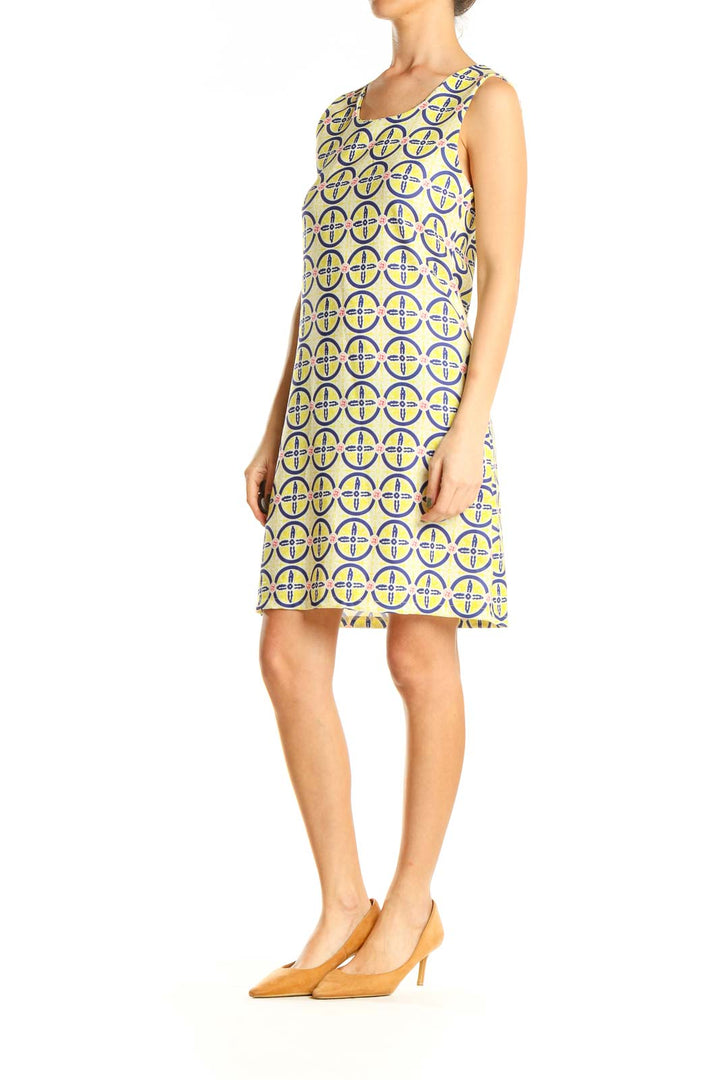 Yellow Geometric Print Sheath Dress