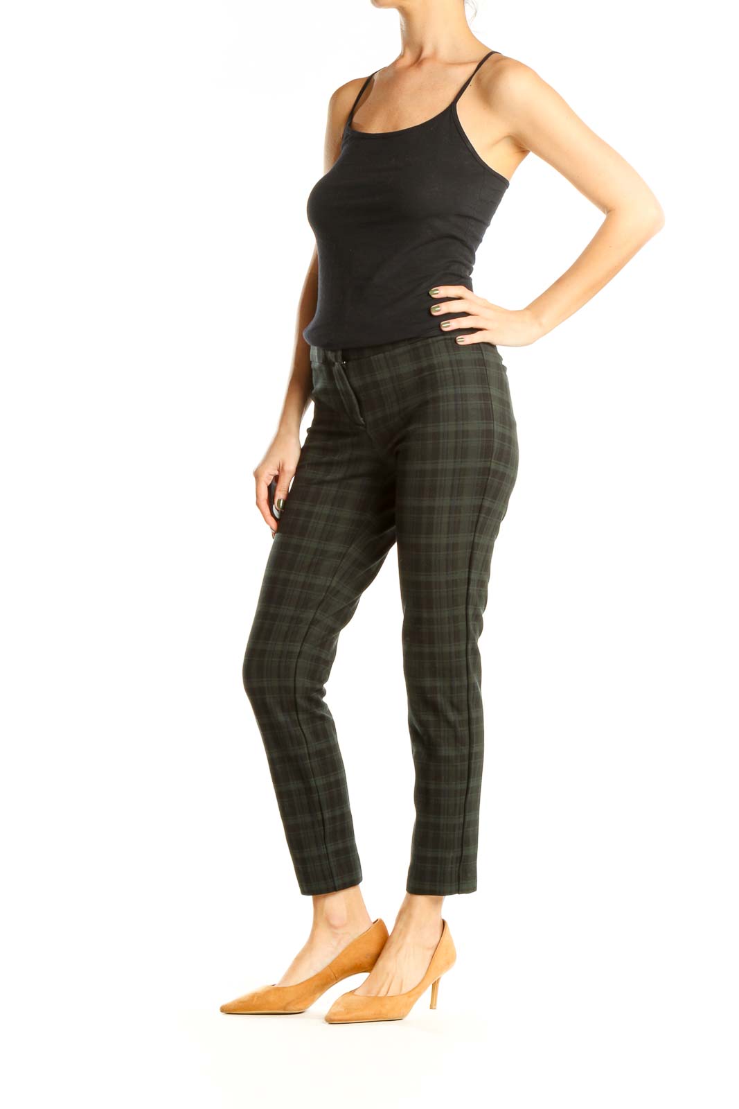 Black Plaid All Day Wear Trousers