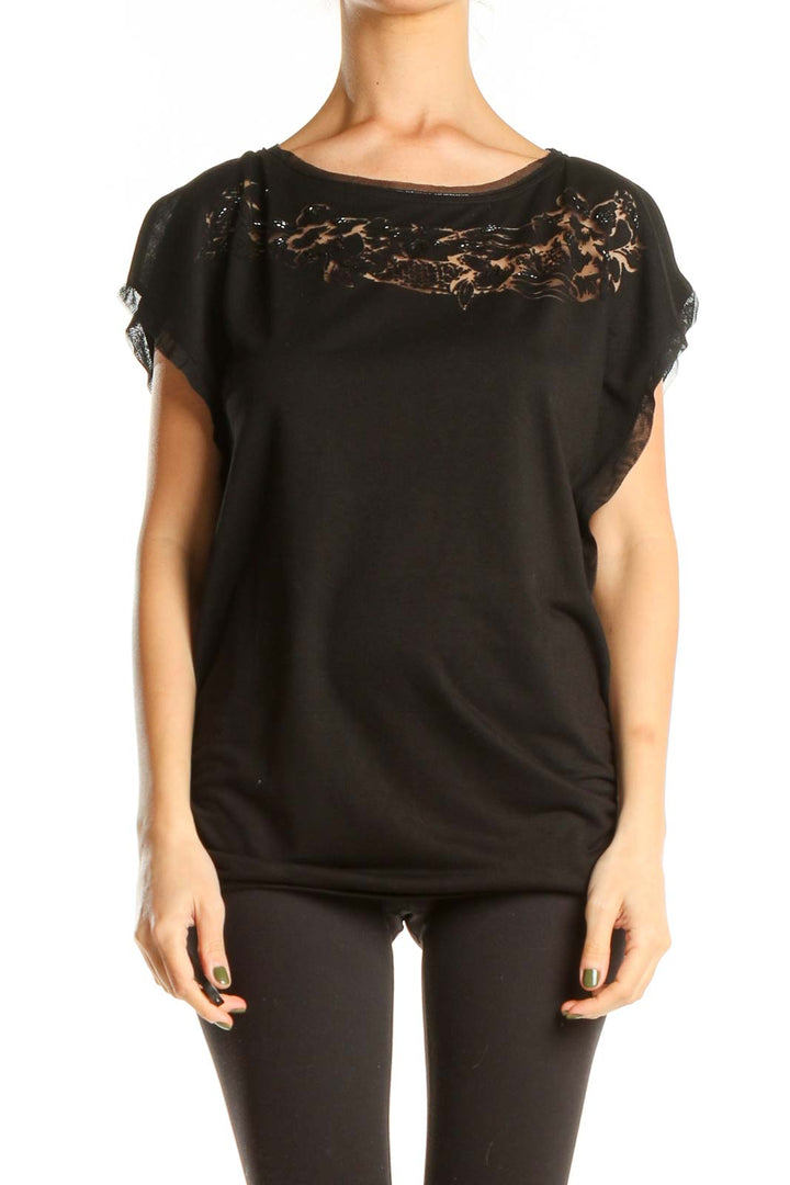 Black Top with Lace Detail